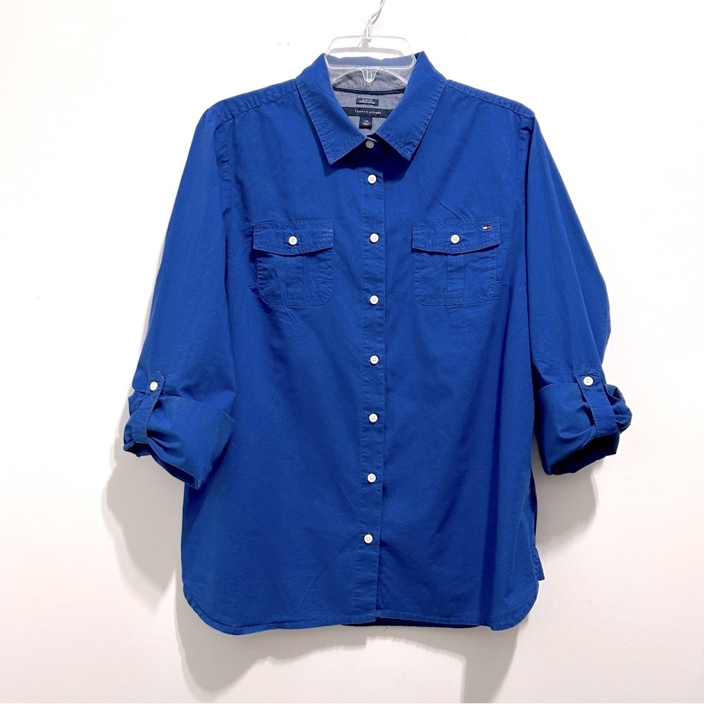 Tommy Hilfiger Women’s Royal Blue Classic Fit Button Down Shirt